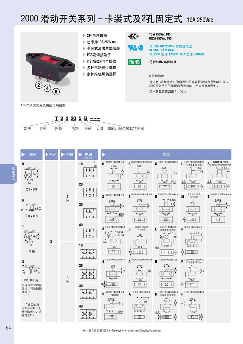 2000系列滑動電壓開關(guān)選型
